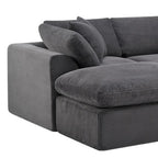 138" Dark Gray Corduroy Modular Sectional With Ottoman And Toss Pillows