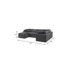 138" Dark Gray Corduroy Modular Sectional With Ottoman And Toss Pillows