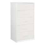 23" White Fabric Wood and Steel Five Drawer Lingerie Chest