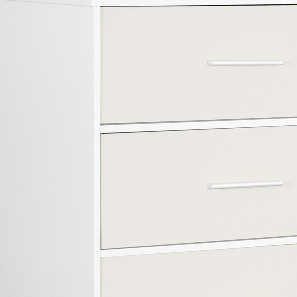 23" White Fabric Wood and Steel Five Drawer Lingerie Chest