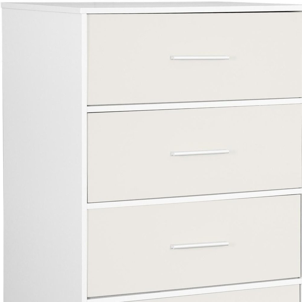 23" White Fabric Wood and Steel Five Drawer Lingerie Chest