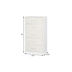 23" White Fabric Wood and Steel Five Drawer Lingerie Chest