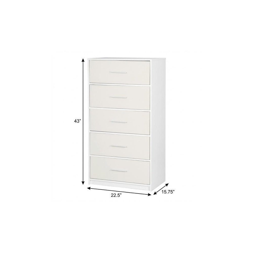 23" White Fabric Wood and Steel Five Drawer Lingerie Chest