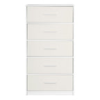 23" White Fabric Wood and Steel Five Drawer Lingerie Chest