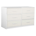 45" White Fabric Wood and Steel Six Drawer Double Dresser