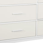 45" White Fabric Wood and Steel Six Drawer Double Dresser