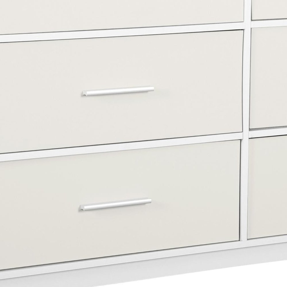 45" White Fabric Wood and Steel Six Drawer Double Dresser