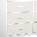 45" White Fabric Wood and Steel Six Drawer Double Dresser