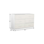 45" White Fabric Wood and Steel Six Drawer Double Dresser
