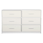 45" White Fabric Wood and Steel Six Drawer Double Dresser