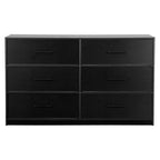 45" Black Fabric Wood and Steel Six Drawer Double Dresser