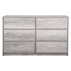 45" Gray Fabric Wood and Steel Six Drawer Double Dresser