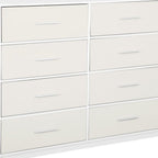 45" White Fabric Wood and Steel Eight Drawer Double Dresser