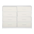 45" White Fabric Wood and Steel Eight Drawer Double Dresser