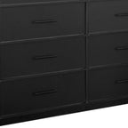 45" Black Fabric Wood and Steel Eight Drawer Double Dresser