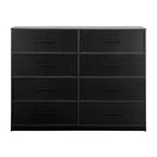 45" Black Fabric Wood and Steel Eight Drawer Double Dresser