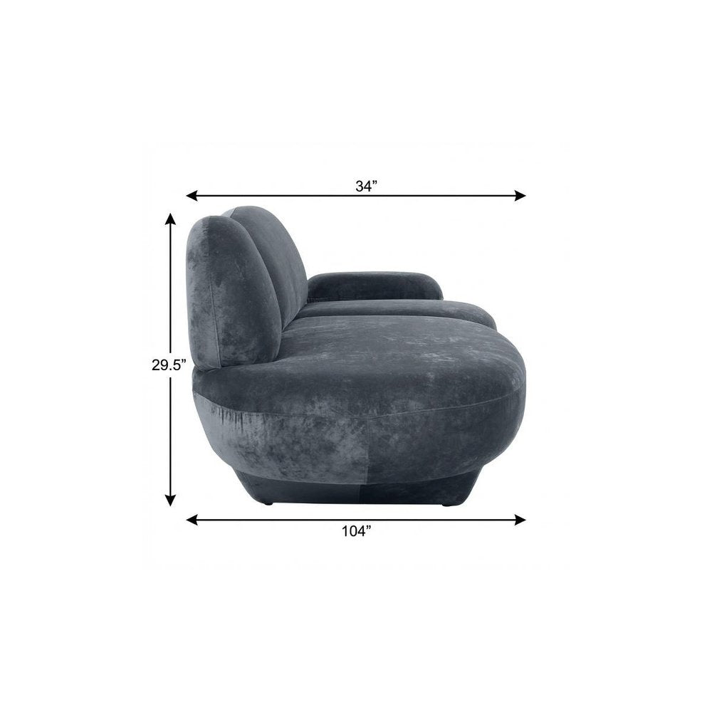 104" Gray Velvet Sofa