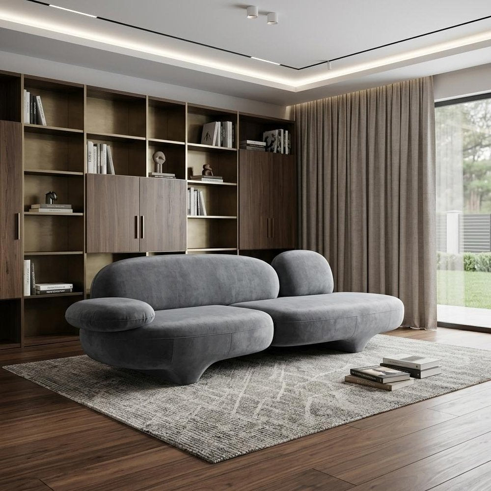 104" Gray Velvet Sofa