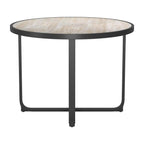 42" Black Glass And Aluminum Cross Leg Base Round Top Dining Table