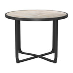 42" Black Glass And Aluminum Cross Leg Base Round Top Dining Table