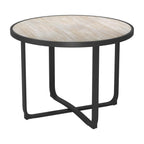 42" Black Glass And Aluminum Cross Leg Base Round Top Dining Table