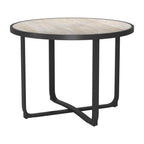 42" Black Glass And Aluminum Cross Leg Base Round Top Dining Table