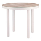 36" Natural and White Glass Wood and Aluminum Round Outdoor Dining Table