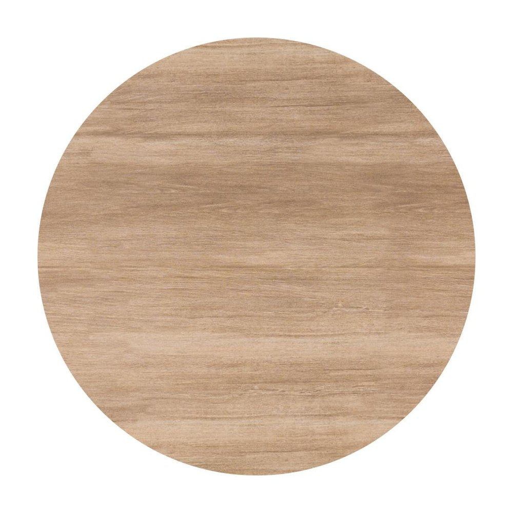 36" Natural and White Glass Wood and Aluminum Round Outdoor Dining Table