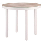 36" Natural and White Glass Wood and Aluminum Round Outdoor Dining Table