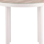 36" Natural and White Glass Wood and Aluminum Round Outdoor Dining Table