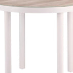 36" Natural and White Glass Wood and Aluminum Round Outdoor Dining Table