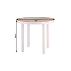 36" Natural and White Glass Wood and Aluminum Round Outdoor Dining Table