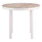 36" Natural and White Glass Wood and Aluminum Round Outdoor Dining Table