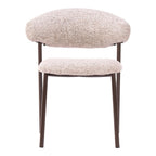 Set of Two Cloud And Brown Faux Shearling And Wood And Steel Open Back Dining Side Chairs