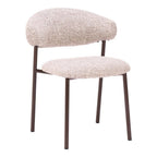 Set of Two Cloud And Brown Faux Shearling And Wood And Steel Open Back Dining Side Chairs