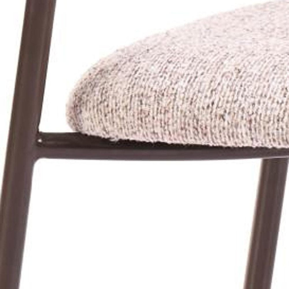 Set of Two Cloud And Brown Faux Shearling And Wood And Steel Open Back Dining Side Chairs