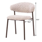 Set of Two Cloud And Brown Faux Shearling And Wood And Steel Open Back Dining Side Chairs