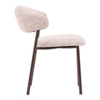 Set of Two Cloud And Brown Faux Shearling And Wood And Steel Open Back Dining Side Chairs