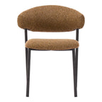 Set of Two Cloud And Brown Faux Shearling And Wood And Steel Open Back Dining Side Chairs