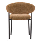 Set of Two Cloud And Brown Faux Shearling And Wood And Steel Open Back Dining Side Chairs
