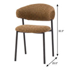 Set of Two Cloud And Brown Faux Shearling And Wood And Steel Open Back Dining Side Chairs