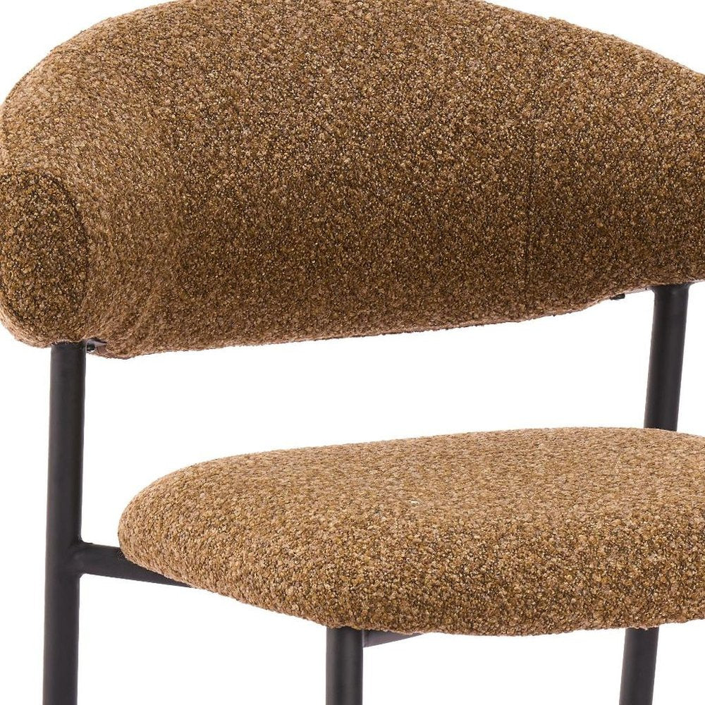 Set of Two Cloud And Brown Faux Shearling And Wood And Steel Open Back Dining Side Chairs