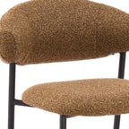 Set of Two Cloud And Brown Faux Shearling And Wood And Steel Open Back Dining Side Chairs
