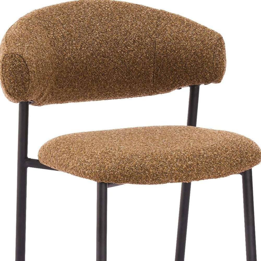 Set of Two Cloud And Brown Faux Shearling And Wood And Steel Open Back Dining Side Chairs