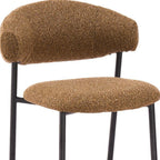 Set of Two Cloud And Brown Faux Shearling And Wood And Steel Open Back Dining Side Chairs