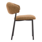 Set of Two Cloud And Brown Faux Shearling And Wood And Steel Open Back Dining Side Chairs