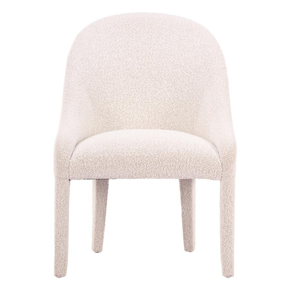 Ivory And White Faux Shearling And Wood Dining Side Chair