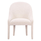 Ivory And White Faux Shearling And Wood Dining Side Chair