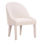 Ivory And White Faux Shearling And Wood Dining Side Chair
