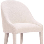 Ivory And White Faux Shearling And Wood Dining Side Chair